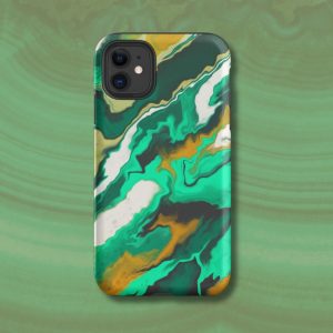 Arizona copper country malachite-inspired abstract iPhone tough case, hand-drawn illustration by Tucson illustrator Nicole Peery