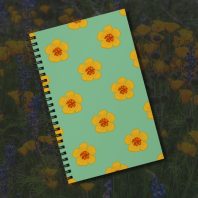 Arizona poppies superbloom floral spiral notebook, hand-drawn desert wildflower illustration by Tucson illustrator Nicole Peery