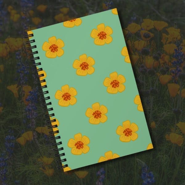 arizona superbloom inspired poppy notebook Arizona poppies superbloom floral spiral notebook, hand-drawn desert wildflower illustration by Tucson illustrator Nicole Peery