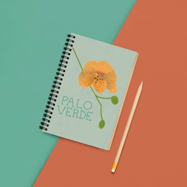 hand drawn arizona palo verde notebook Hand-drawn Arizona palo verde spiral notebook, desert botanical journal by Tucson illustrator Nicole Peery