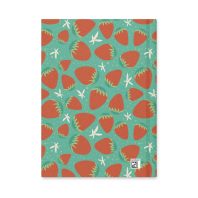 Fresh strawberry pattern with white flowers, vibrant and playful design for textiles or decor.