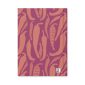 Vibrant purple and peach abstract patterned notebook or journal cover with artistic design.
