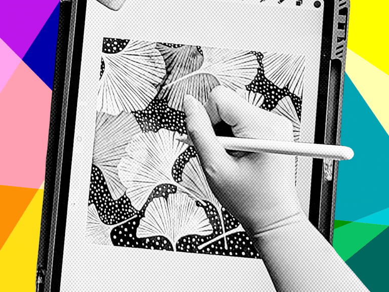 Hand drawing intricate ginkgo leaves