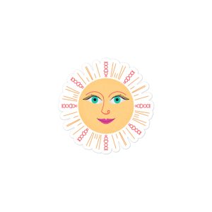 Arizona sun sticker smiling face hand drawn desert southwest orange pink rays vinyl