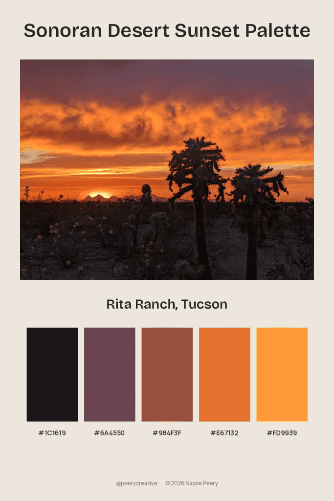 sonoran desert color palette with sunset hues