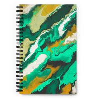 Teal marble notebook abstract pattern turquoise gold soft-touch cover 140 dotted pages azurite