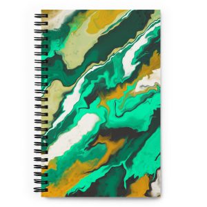 Teal marble notebook abstract pattern turquoise gold soft-touch cover 140 dotted pages azurite