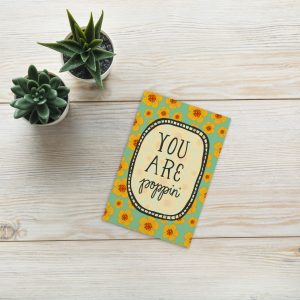 Arizona wildflower postcard with hand drawn golden poppies and You Are Poppin text