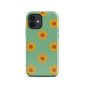 Yellow flower smartphone case with green background for iPhone.