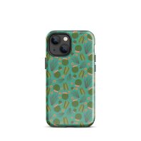 Vibrant cactus-themed phone case with floral accents for iPhone 13 or 14, smartphone protection, and stylish desert-inspired design.