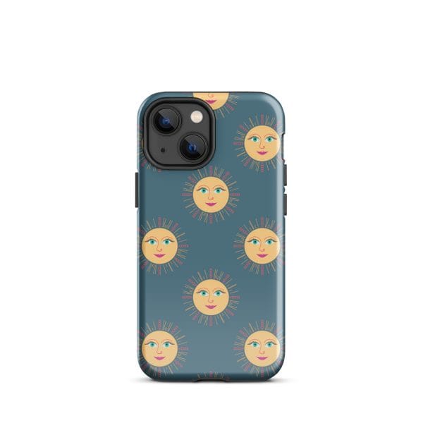 tough-case-for-iphone-glossy-iphone-13-mini-front-690e29736d04a.jpg Sun and moon face illustration phone case design with celestial pattern.