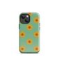 Vibrant green phone case with yellow floral pattern for iPhone 13, stylish and protective accessory.