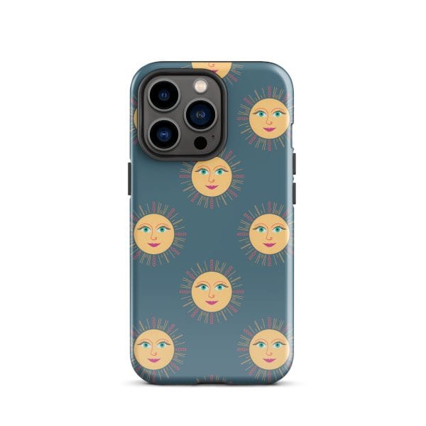 tough-case-for-iphone-glossy-iphone-13-pro-front-690e29736d126.jpg Sun and moon face pattern phone case, trendy design for iPhone, artist Nicole Peery styled phone accessory.