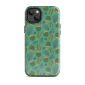 Colorful cactus pattern phone case for iPhone 13 with floral accents, perfect for nature lovers and stylish protection.
