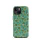 Cute cactus patterned phone case with teal background, perfect for nature lovers.