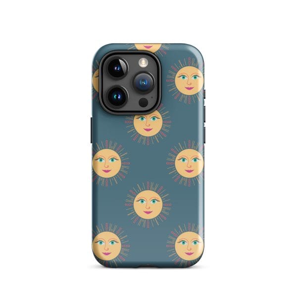 tough-case-for-iphone-glossy-iphone-15-pro-front-690e29736d464.jpg Colorful sun-themed phone case with smiling face design, perfect for iPhone 13 Pro customizable accessories.