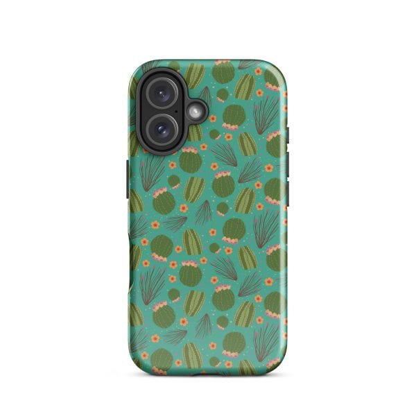 tough-case-for-iphone-glossy-iphone-16-front-690cbd038b0fc.jpg Viva cactus-themed iPhone case with green and pink accents, perfect for plant lovers and phone protection.