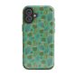 Vivid cactus-patterned phone case with green, pink, and orange accents.