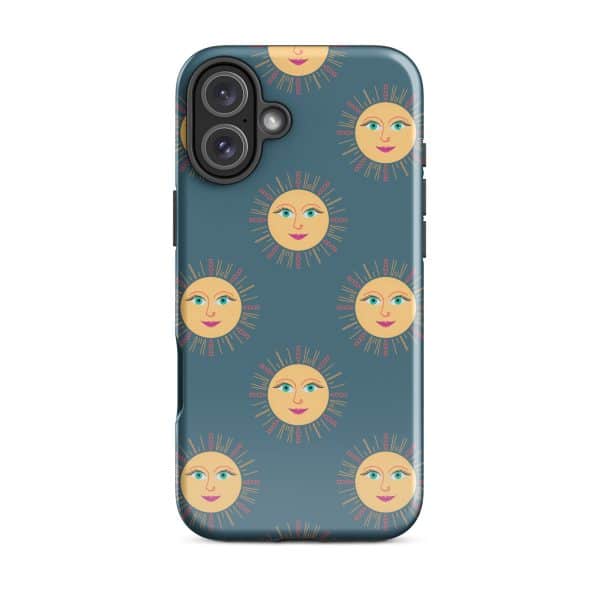 tough-case-for-iphone-glossy-iphone-16-plus-front-690e29736d58a.jpg Sun face phone case with cheerful sun and face pattern, perfect for sunny day accessories.