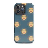 Sun and moon face pattern phone case, unique accessory, stylish protection for iPhone 13 Pro Max.