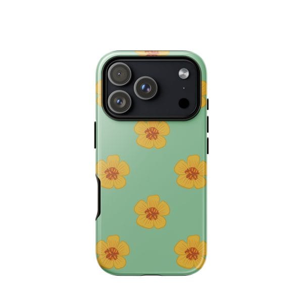 tough-case-for-iphone-glossy-iphone-17-pro-front-690e2f0d79b5a.jpg Flower patterned phone case with camera cutout for iPhone.