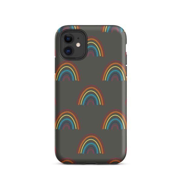 tough-case-for-iphone-matte-iphone-11-front-69482bd3b0fd6.jpg Colorful rainbow pattern phone case for iPhone.