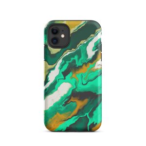 Teal marble iPhone case abstract pattern turquoise gold azurite mineral