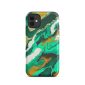 Teal marble iPhone case abstract pattern turquoise gold azurite mineral