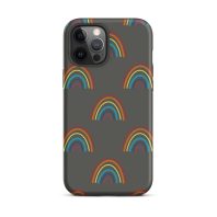 Colorful rainbow pattern phone case for iPhone, stylish accessory, protective cover, unique design.