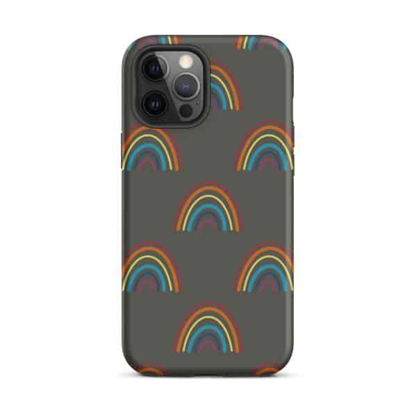 tough-case-for-iphone-matte-iphone-12-pro-max-front-69482bd3b200d.jpg Colorful rainbow pattern phone case for iPhone, stylish accessory, protective cover, unique design.
