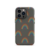 Colorful rainbow pattern phone case for iPhone 13/14, vibrant and stylish protective design.