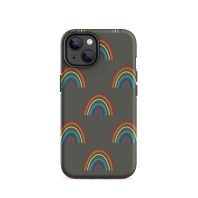 Colorful rainbow pattern phone case for iPhone 13 with vibrant, playful design.