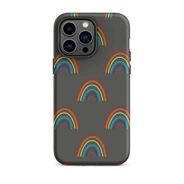 tough-case-for-iphone-matte-iphone-14-pro-max-front-69482bd3b2361.jpg Colorful rainbow phone case with black background, designed by Nicole Peery.
