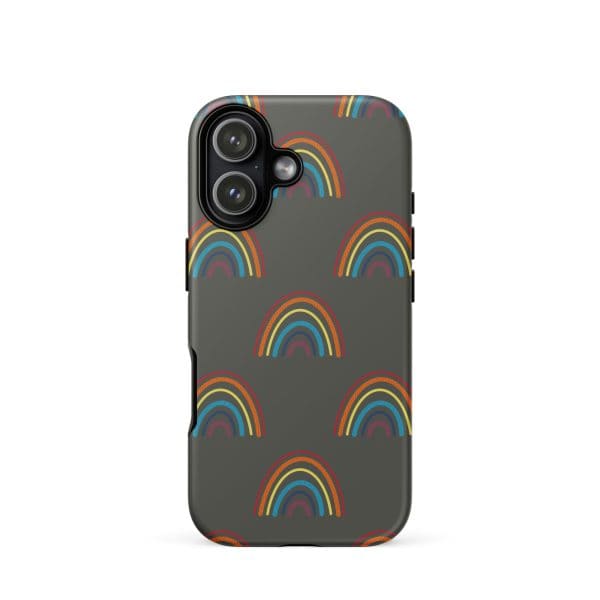 tough-case-for-iphone-matte-iphone-17-front-69482bd3b2786.jpg Colorful rainbow patterned iPhone case for iPhone 13, vibrant and stylish phone accessory, Nicole Peery design.