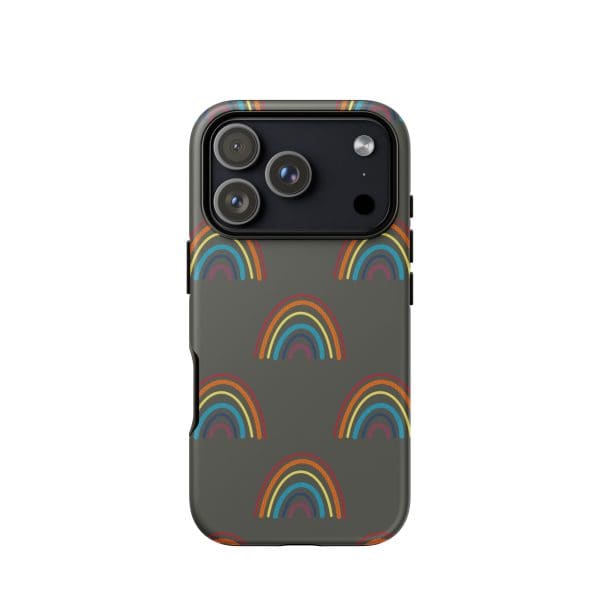 tough-case-for-iphone-matte-iphone-17-pro-front-69482bd3b2811.jpg Colorful rainbow patterned iPhone case for stylish tech protection.